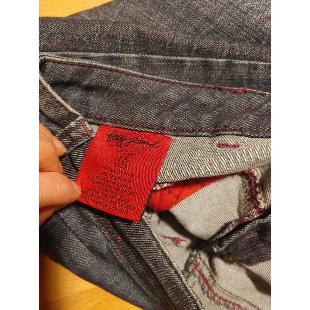 Foxy Jeans Distressed Denim Button Up Jean Skirt Size 13/32 - Picture 10 of 12